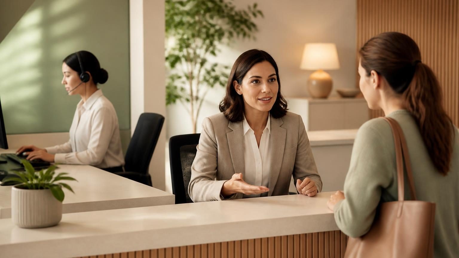 Editorial image for AI Receptionist vs. Human Receptionist about AI Strategy.