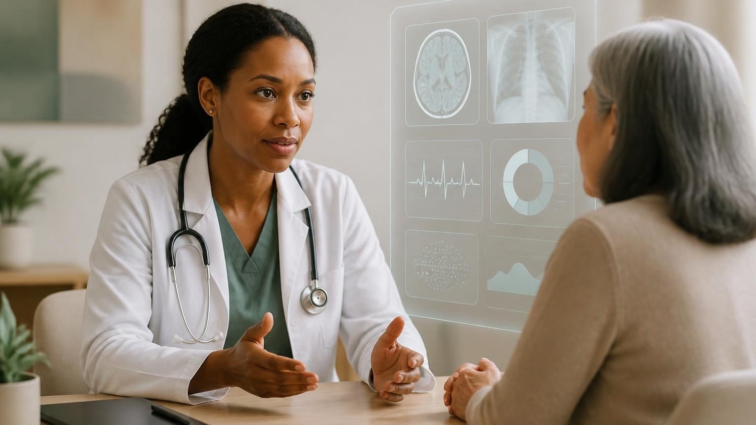 Editorial image for Can AI Replace Doctors? about AI and Healthcare.