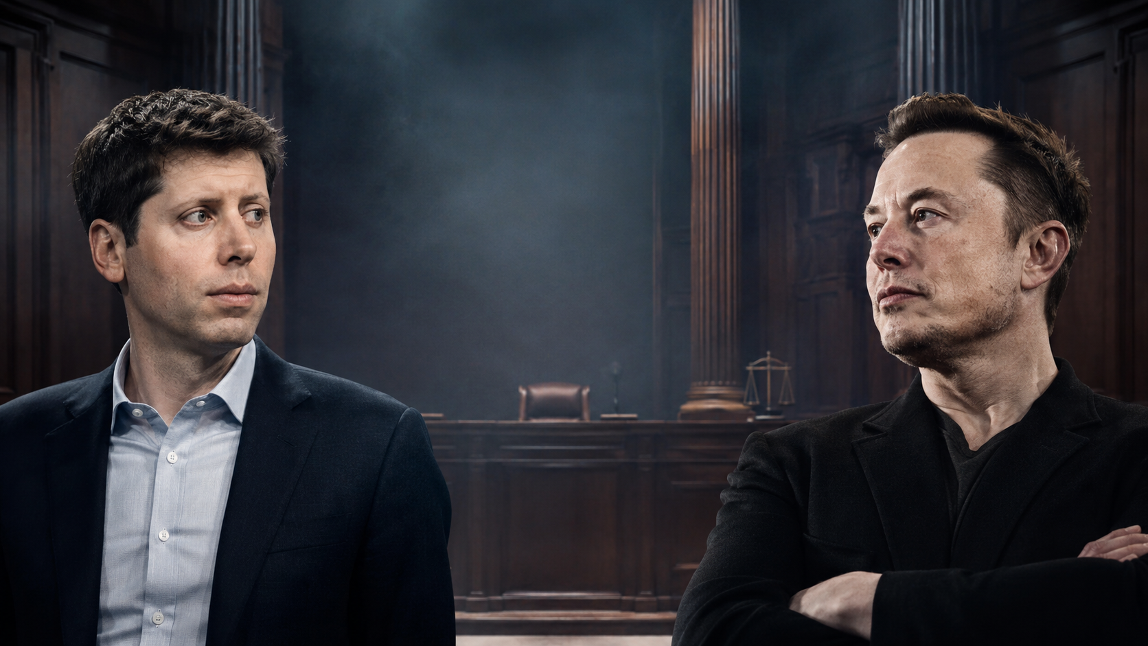 Editorial image for Elon Musk and Sam Altman coverage about OpenAI, AI governance, and the Musk v. OpenAI trial.